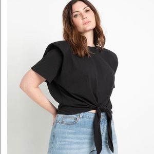 Tie Front Strong Shoulder Tee